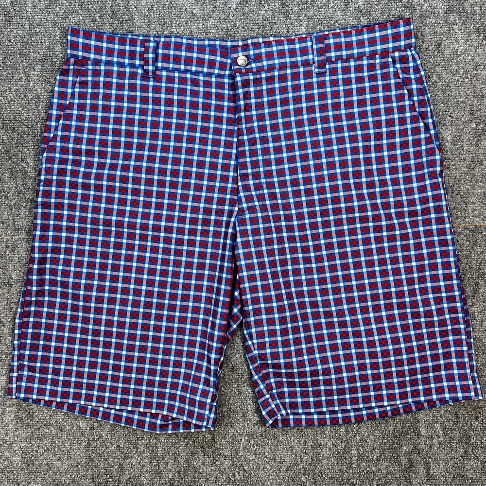 Callaway Golf Shorts Men's 38 Performance Stretch Blue & Red Check‎ Plaid Summer